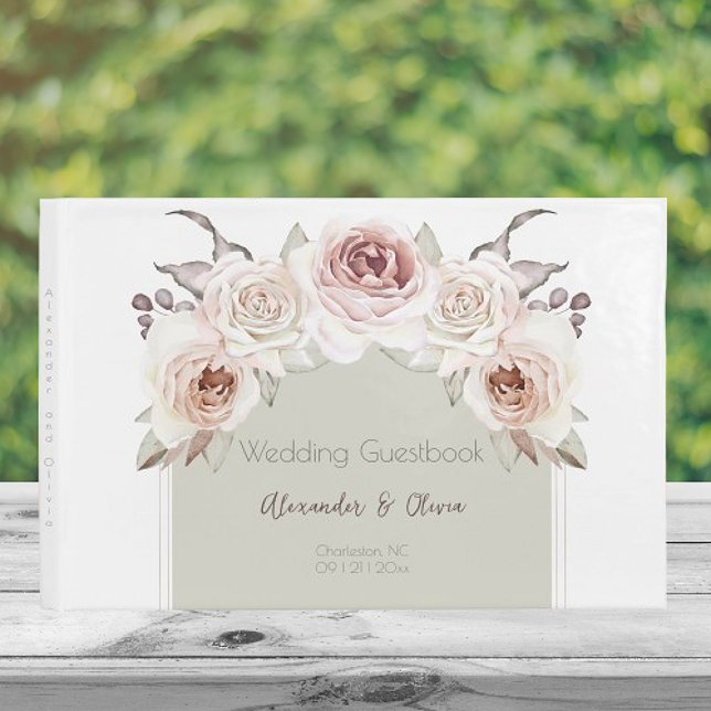 Libro De Visitas Boda de Arco Rosa bohemio (Bohemian Rose Arch Wedding Guest Book)