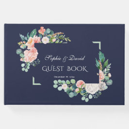 Libro De Visitas Boda de armazón verde de color blanco rosa de colo