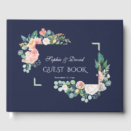 Libro De Visitas Boda de armazón verde de color blanco rosa de colo