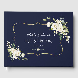 Libro De Visitas Boda de armazón verde de color blanco rosa de colo