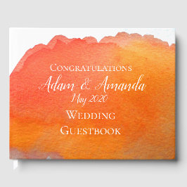 Libro De Visitas Boda de arte de color acuático naranja simple y mo