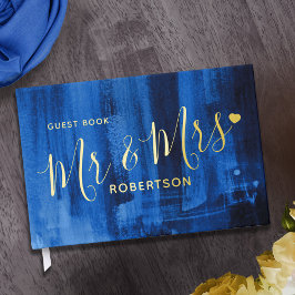 Libro De Visitas Boda de arte moderno azul