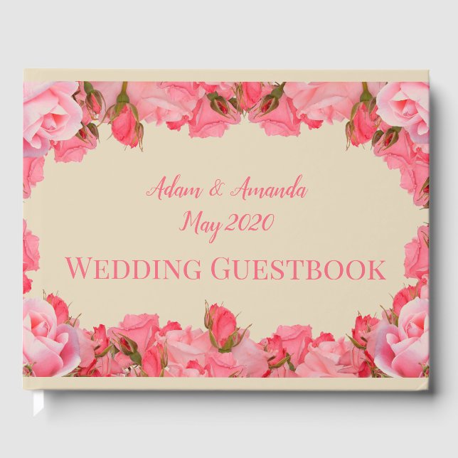Libro De Visitas Boda de arte Rosa Rosa (Anverso)