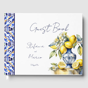 Libro De Visitas Boda de azulejos azules de Amalfi