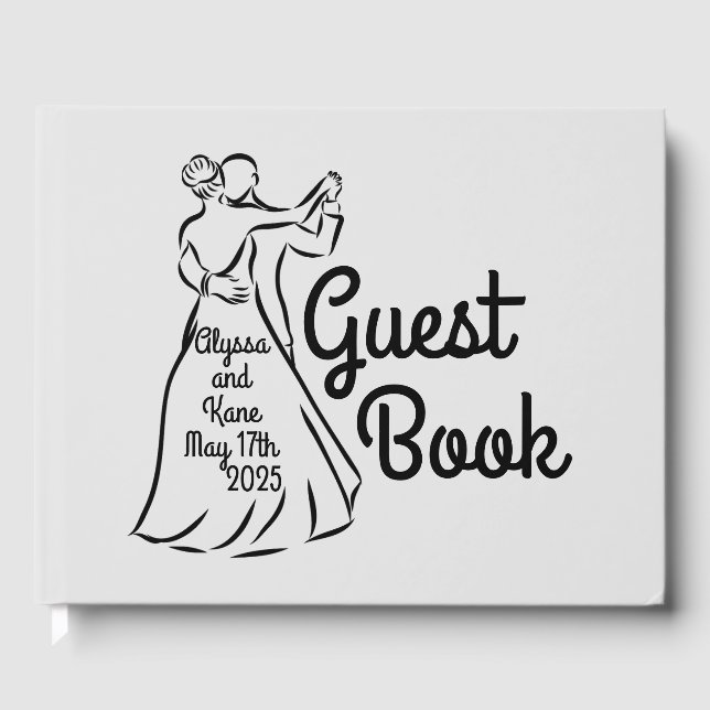 Libro De Visitas Boda de bailarinas de salón de baile en blanco y n (Anverso)