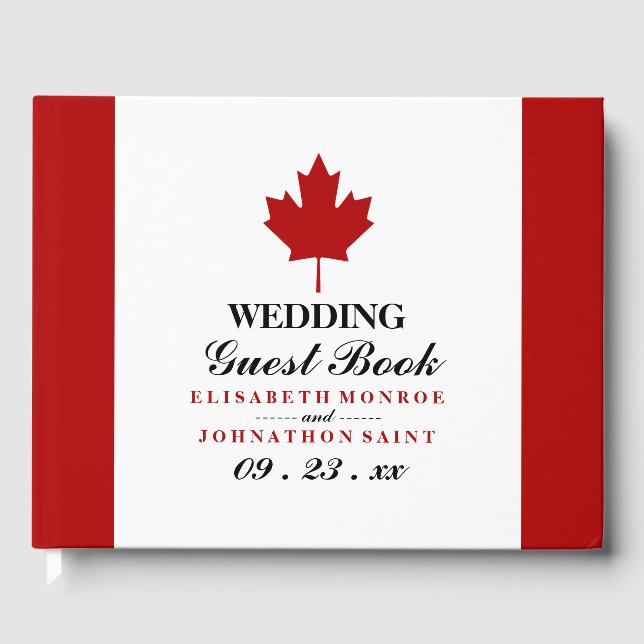 Libro De Visitas Boda de Bandera de Canadá (Anverso)