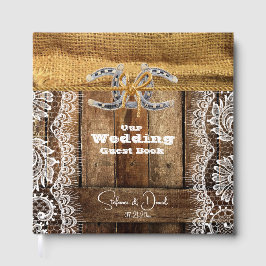 Libro De Visitas Boda de Barnwood Country Lace Horseshoes