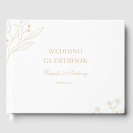 Libro De Visitas Boda de Beige Corner Floral Boho