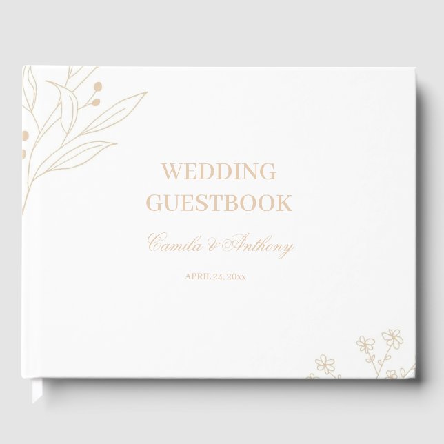 Libro De Visitas Boda de Beige Corner Floral Boho (Anverso)