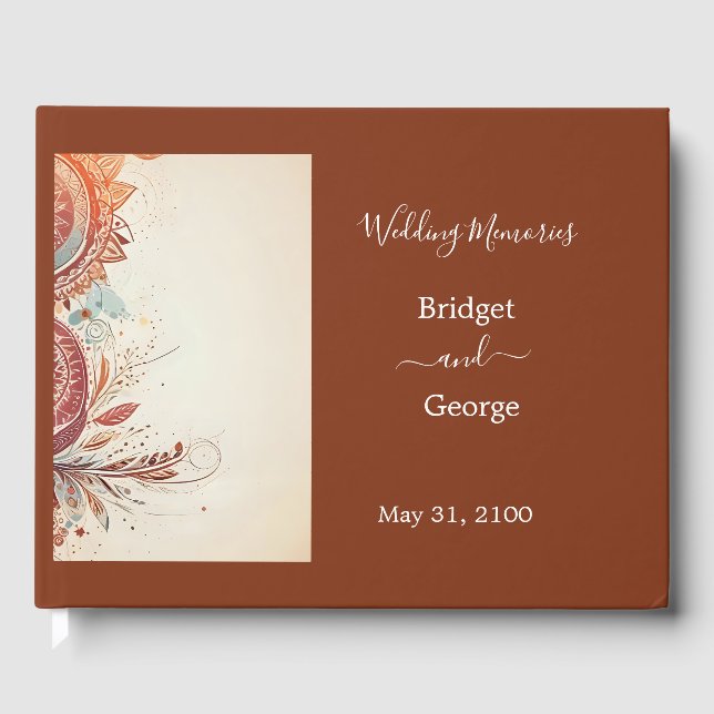 Libro De Visitas boda de beige macrame (Anverso)