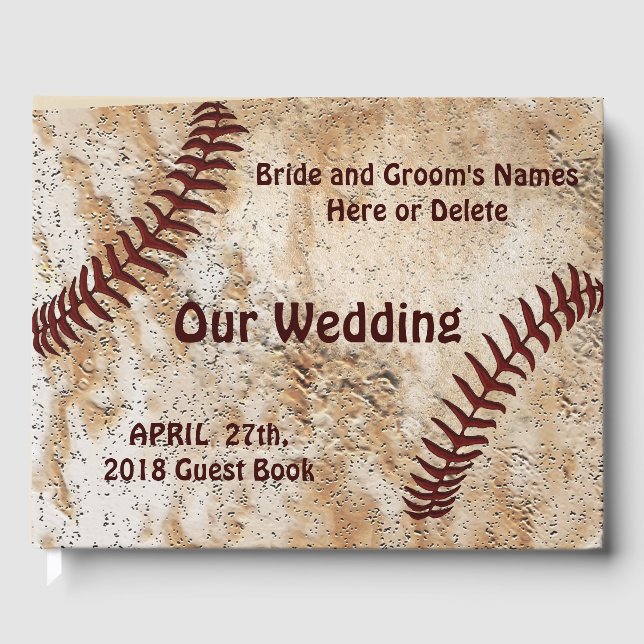 Libro De Visitas Boda de béisbol único personalizado (Anverso)