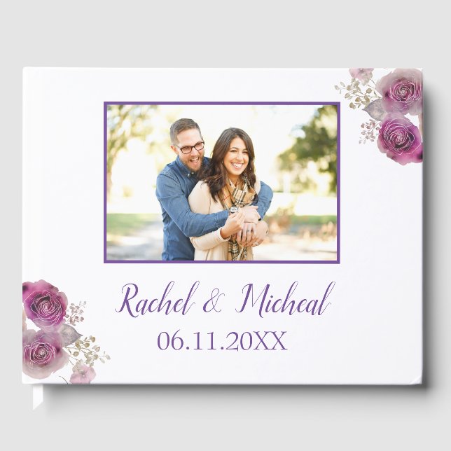 Libro De Visitas Boda de belleza acuarela (Anverso)