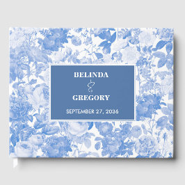 Libro De Visitas Boda de Blue Watercolor Botanals Florals