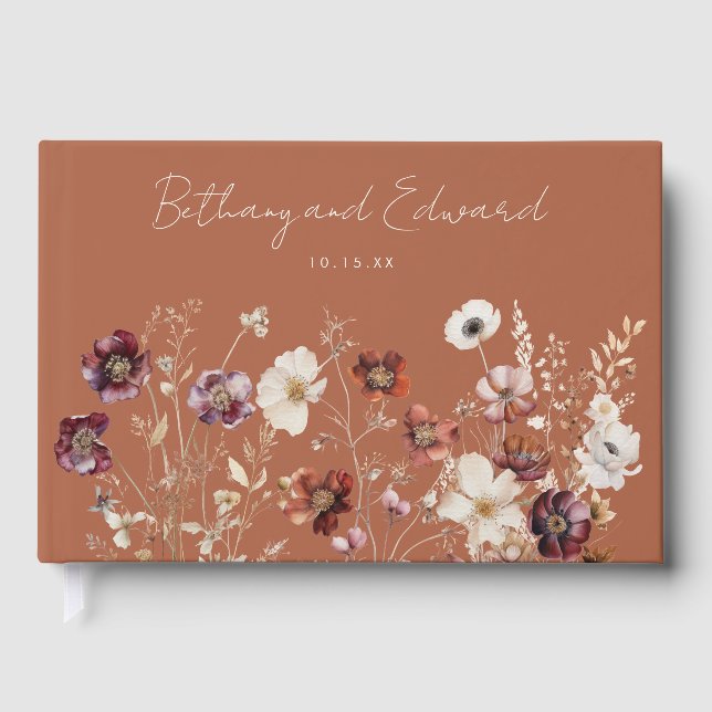 Libro De Visitas Boda de Boho Fall Wildflower (Anverso)
