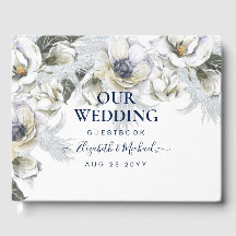 Boda de BOHO Navy Blanco Floral Hierba de Pampas