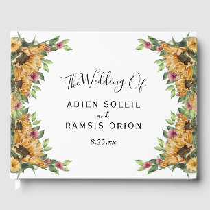 Libro De Visitas Boda de Boho Sunflower Rustic Wildflower