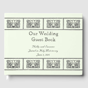 Libro De Visitas Boda de borde de flores Art Deco con versos de la 