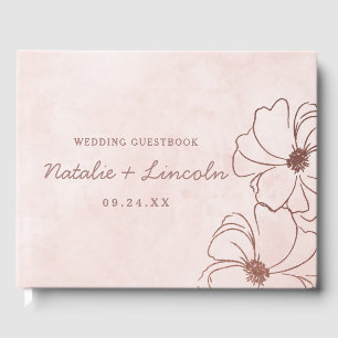 Libro De Visitas Boda de borde floral de Relieve metalizado dorado
