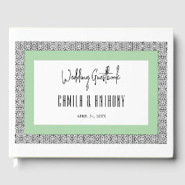 Libro De Visitas Boda de borde geométrico islámico turquesa