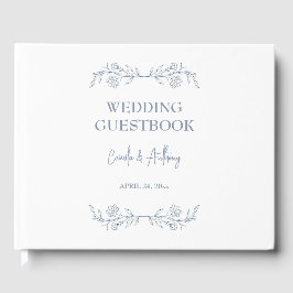 Libro De Visitas Boda de borde superior de Blue Floral Boho