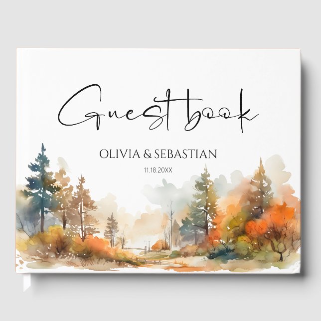 Libro De Visitas Boda de Bosques de Otoño Rústico (Anverso)
