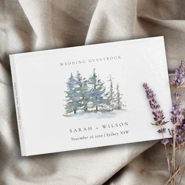 Libro De Visitas Boda de Bosques de Pinos Azules Rústicos Dusky Ver (Subido por el creador)