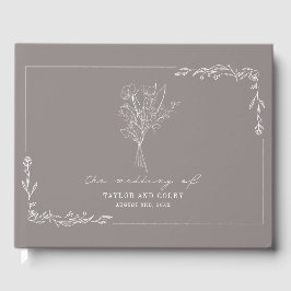 Libro De Visitas Boda de Bouquet Amethyst Gray