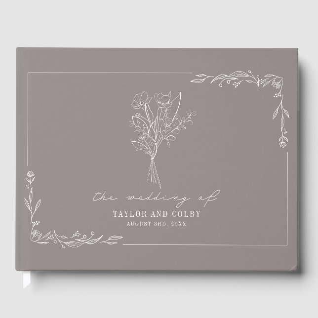 Libro De Visitas Boda de Bouquet Amethyst Gray (Anverso)