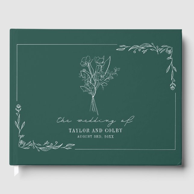 Libro De Visitas Boda de Bouquet Emerald Rustic (Anverso)