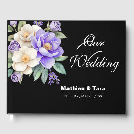 Libro De Visitas Boda de Bouquet Purple Floral personalizado