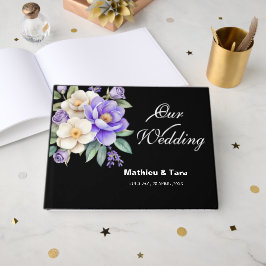 Libro De Visitas Boda de Bouquet Purple Floral personalizado