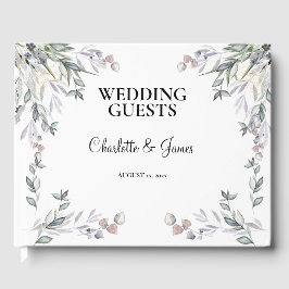 Libro De Visitas Boda de brezo escocés morado suave