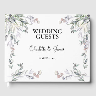 Libro De Visitas Boda de brezo escocés morado suave