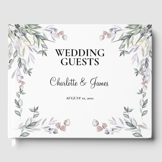 Libro De Visitas Boda de brezo escocés morado suave  (Anverso)