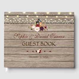 Libro De Visitas Boda de Burgundy Floral Lantern String Lights