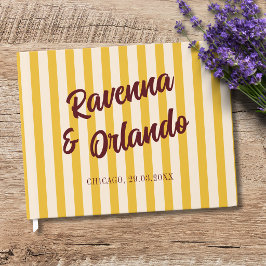 Libro De Visitas Boda de Burgundy Retro con Raya de Melocotón Desva