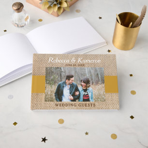 Libro De Visitas Boda de Burlap y Gold Photo
