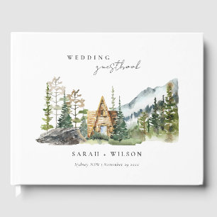 Libro De Visitas Boda de cabaña de madera de pino de montaña rusa
