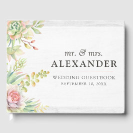 Libro De Visitas Boda de Cactus del Desierto Suculento de la acuare