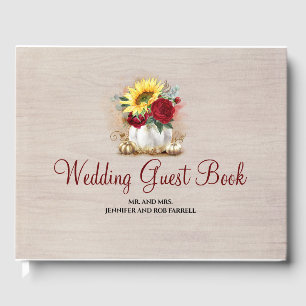 Libro De Visitas Boda de Caída Rústica de Calabaza Floral Vase