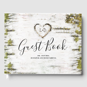 Libro De Visitas Boda de Caída Rústica del Corazón de Pájaro
