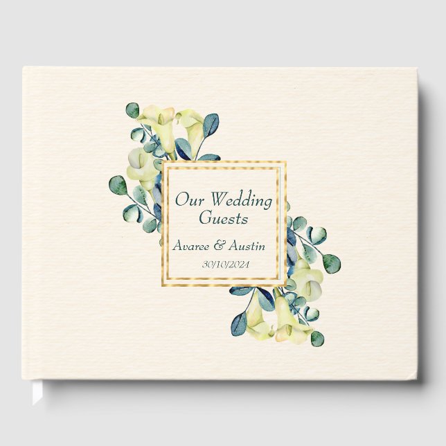 Libro De Visitas Boda de Cala Blanca Lilies y Eucalipto (Anverso)