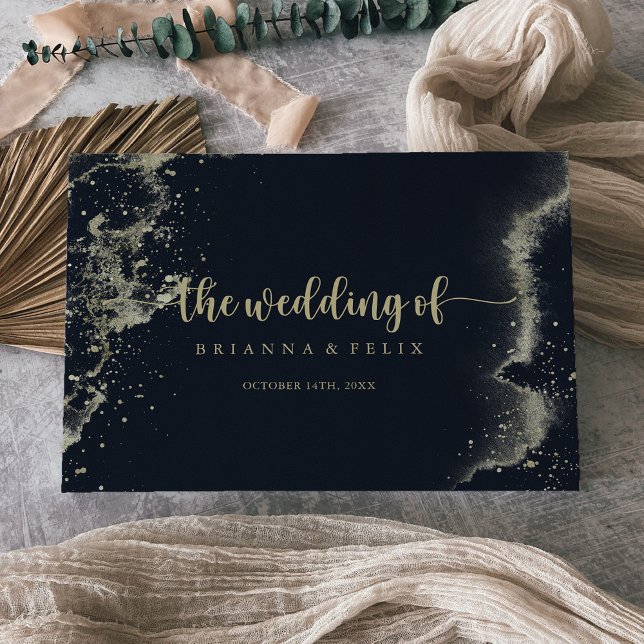 Libro De Visitas Boda de caligrafía acuarela Gold Splash (Subido por el creador)