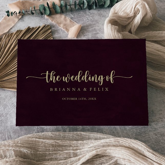 Libro De Visitas Boda de caligrafía de borgoña de oro (Subido por el creador)