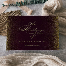 Libro De Visitas Boda de caligrafía de Purpurina de oro de Borgoña