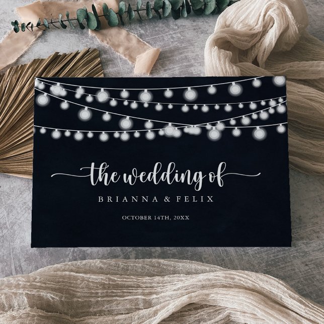 Libro De Visitas Boda de caligrafía de Rustic String Lights (Subido por el creador)