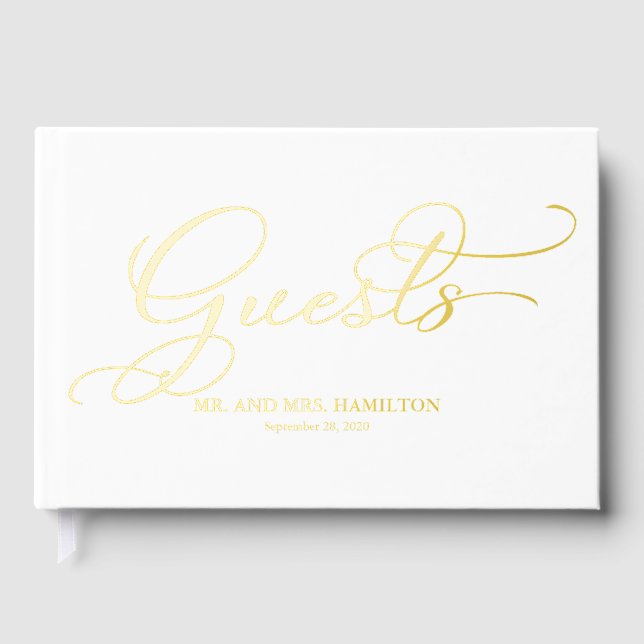 Libro De Visitas Boda de Caligrafía Elegante Moderna (Anverso)