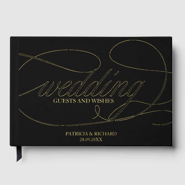 Libro De Visitas Boda de Caligrafía Elegante Moderna (Anverso)