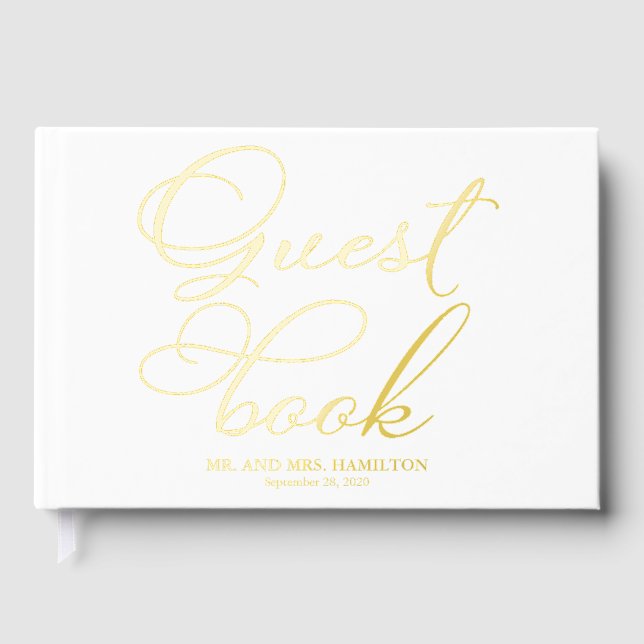 Libro De Visitas Boda de Caligrafía Elegante Moderna (Anverso)