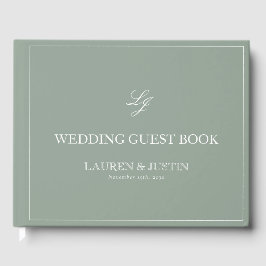Libro De Visitas Boda de caligrafía elegante monograma verde